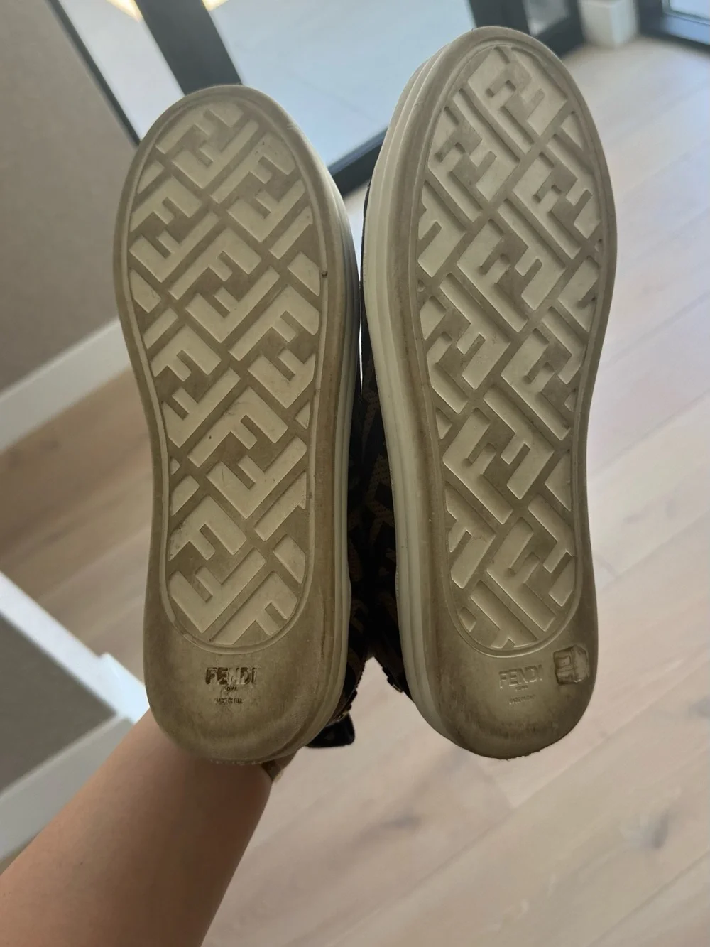 Fendi Black & Brown FF Logo Knit Low-Top Sneakers